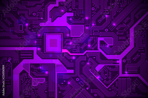 High tech electronic circuit board vector background.