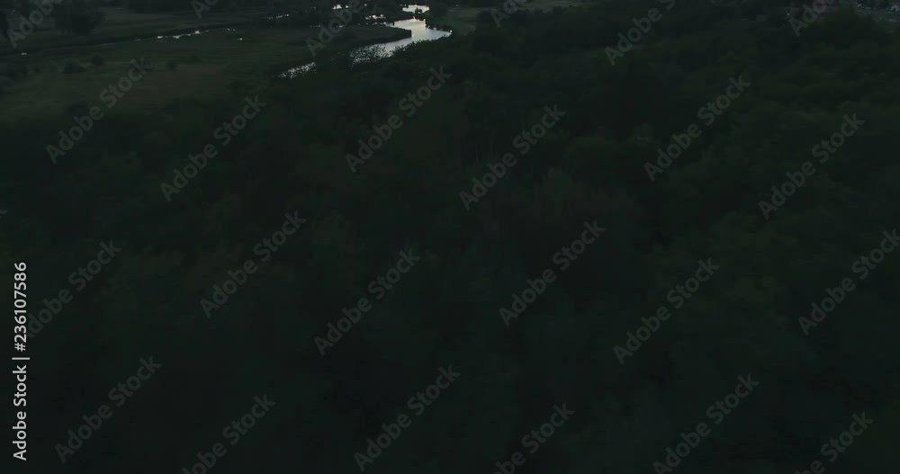 Aerial shot of M7 motorway Viaduct in Hungary at sunset with lake Balaton in view