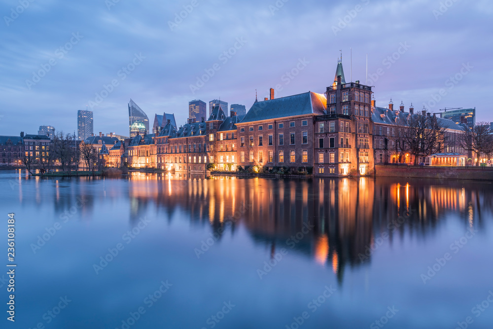 Netherlands, Holland, The Hague , Binnenhof in the evening