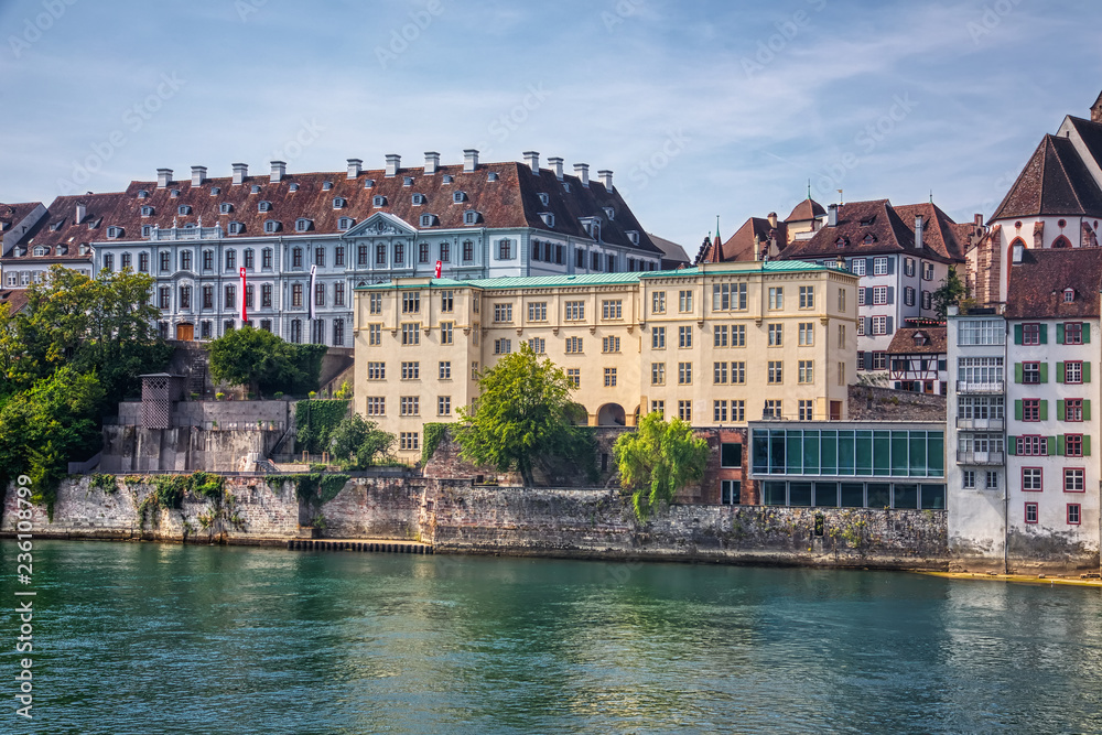 The river Rhine and the historic center of Basel