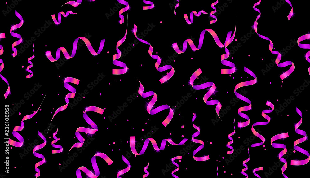 Seamless pattern with streamers and confetti