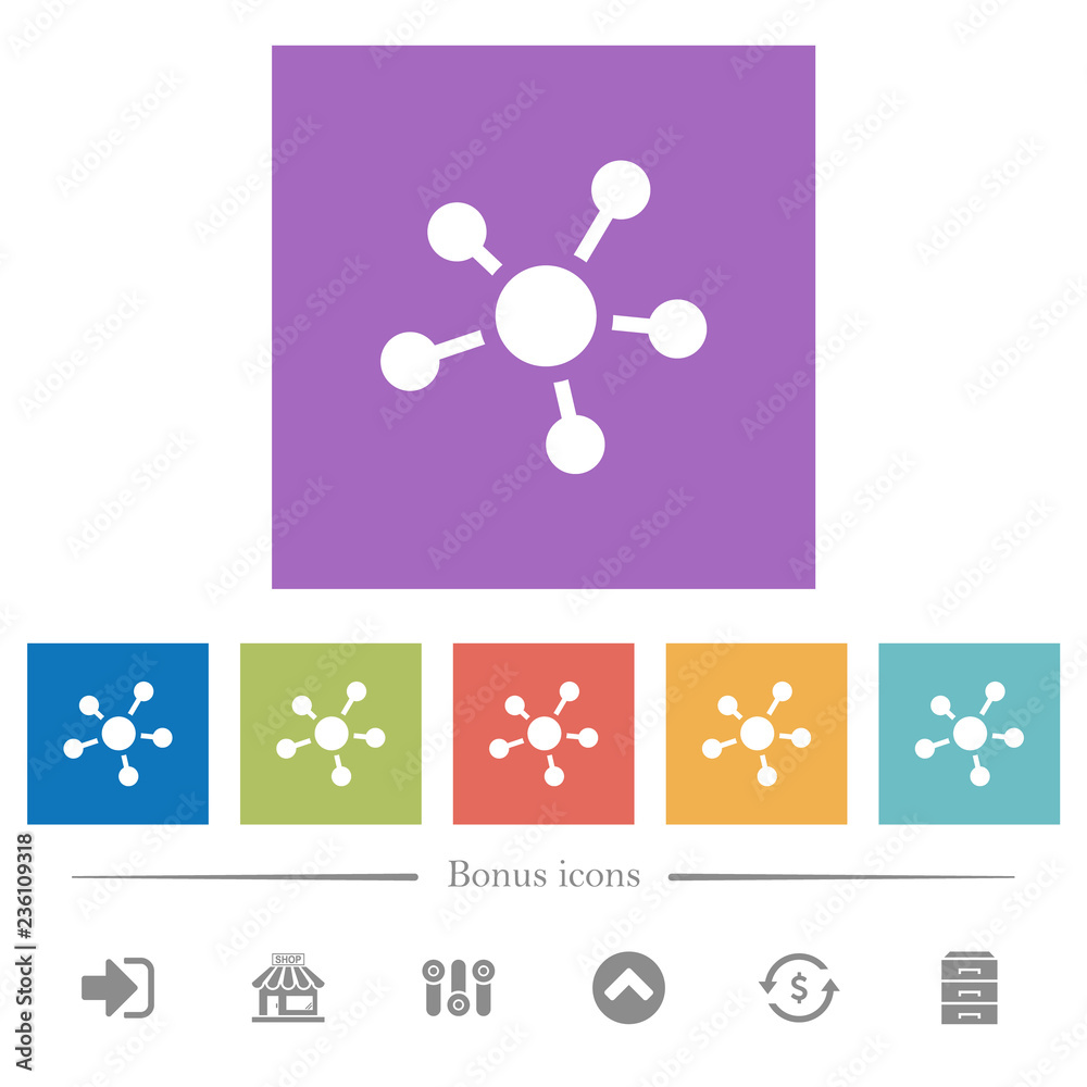 Network connections flat white icons in square backgrounds Network connections flat white icons in square backgrounds