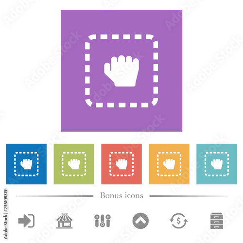 Drag item flat white icons in square backgrounds