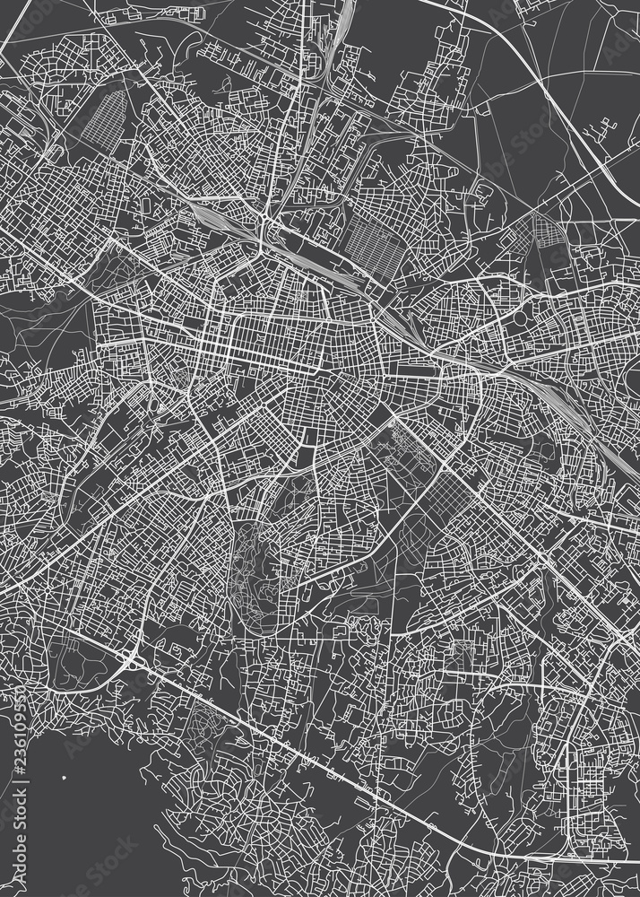 City map Sofia, monochrome detailed plan, vector illustration