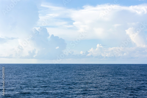 Ocean surface and cloudy sky for natural background.
