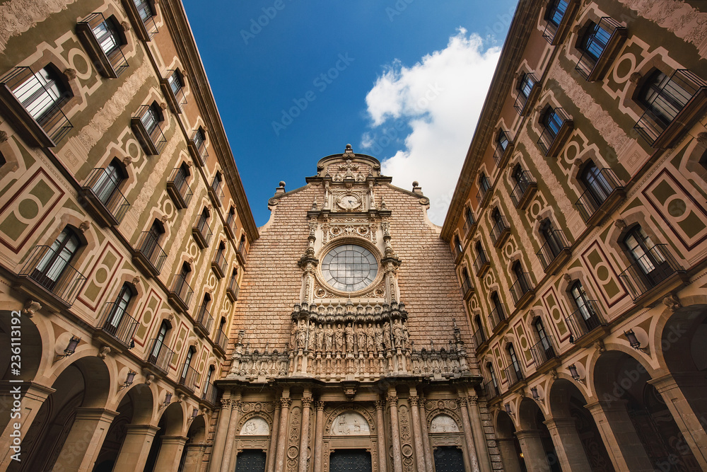 Beautiful architecture of Montserrat monastery, popular travel destination in Catalonia, Spain Beautiful architecture of Montserrat monastery, popular travel destination in Catalonia, Spain