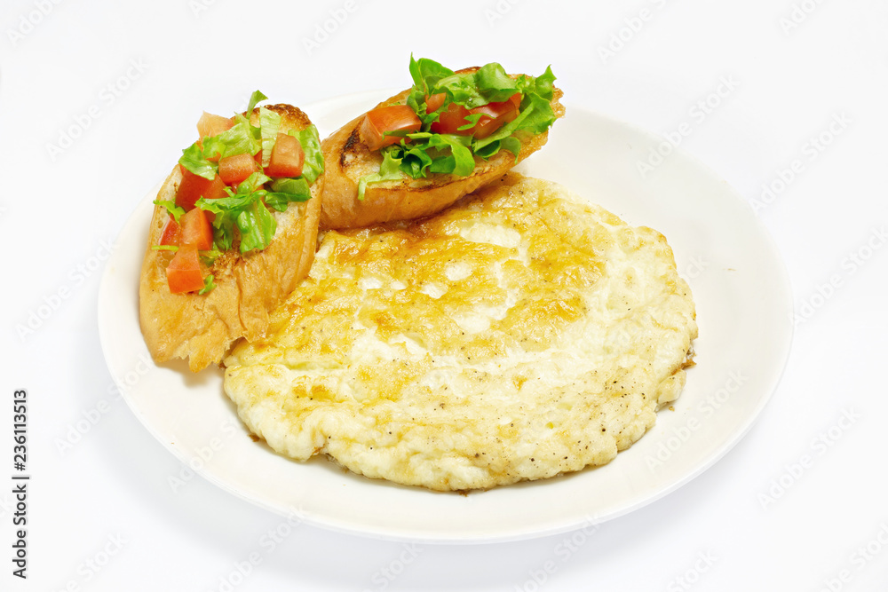 Omelet and sandwiches on a white background Omelet and sandwiches on a white background