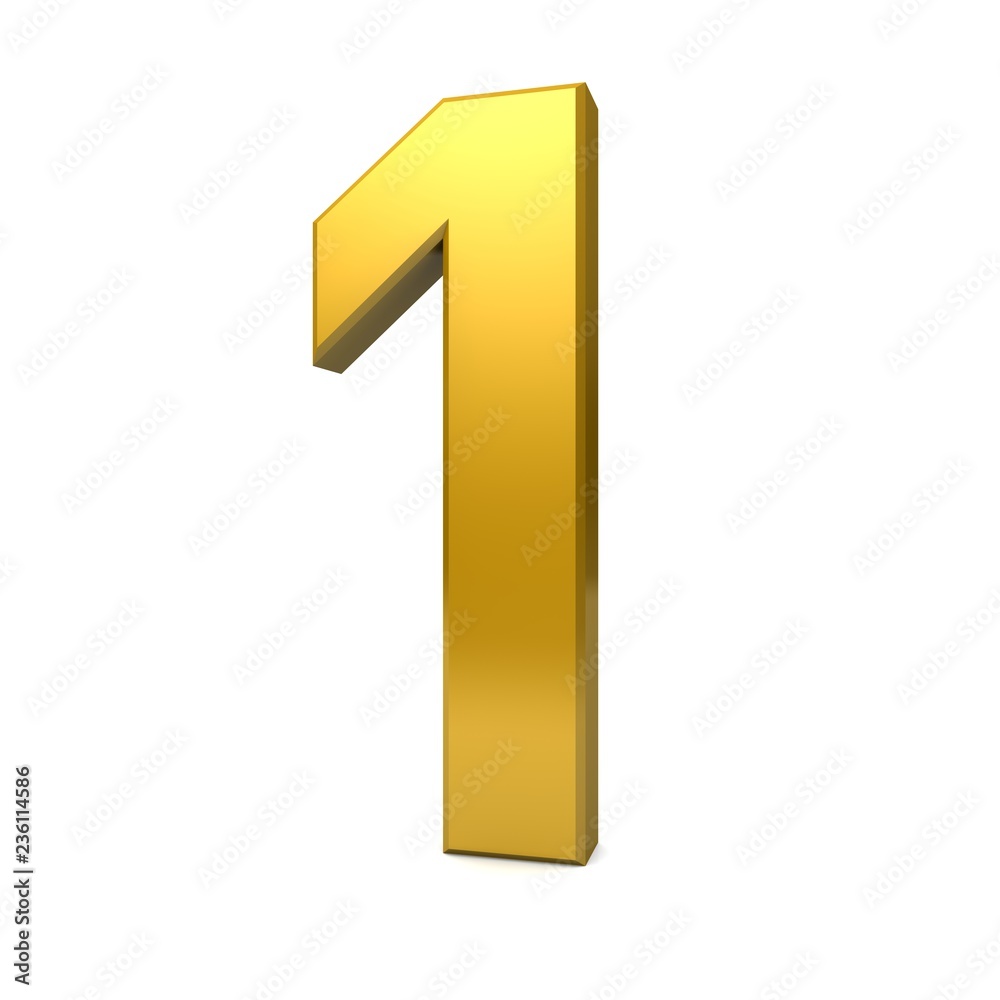 3d number 1 golden rendering sign 3d number 1 golden rendering sign