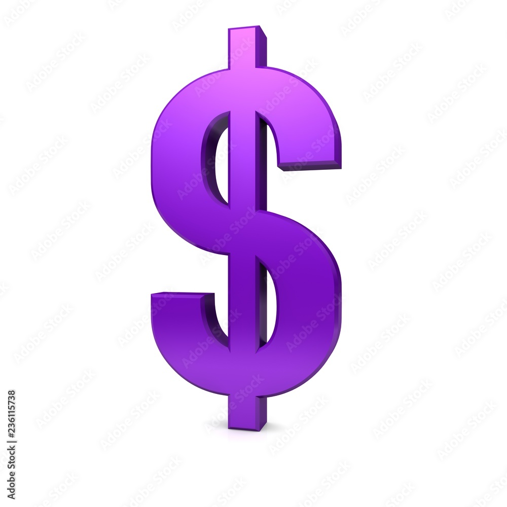 dollar sign us currency symbol dollar icon purple 3d render graphic isolated on white background dollar sign us currency symbol dollar icon purple 3d render graphic isolated on white background