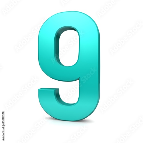 number 9 nine 3d sign symbol icon isolated on white background
