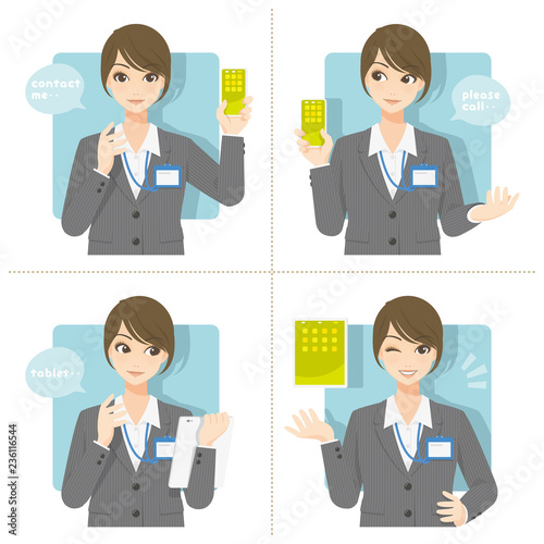 優良女子推進課/ビジネススーツ+社員証