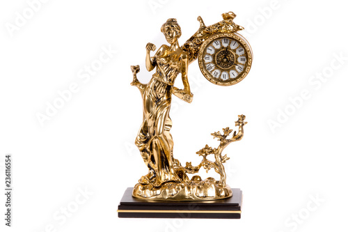 Vintage gold watch on white background 