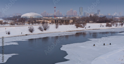 Winter fishing on the Moscow River photo