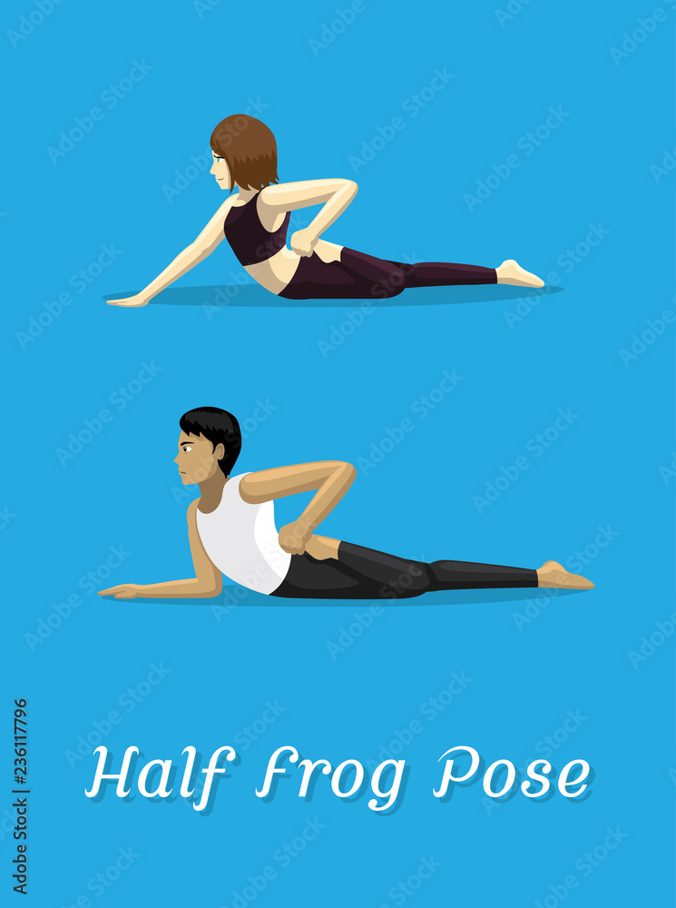 Young female is standing at half frog pigeon pose. Athletic woman in black  uniform is practicing yoga, meditating in ardha bheka kapotasana posture at  fitness studio. Healthy lifestyle concept. Photos | Adobe
