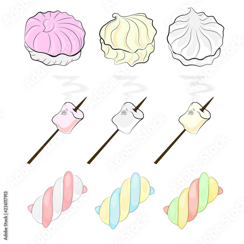Colorful sweets. A set of sweets. Vector illustration.