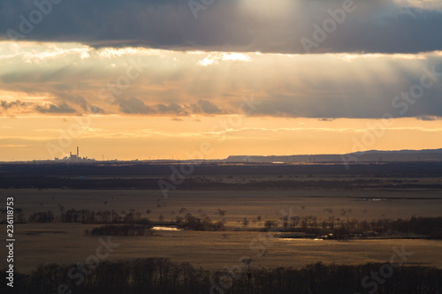 湿原の夕景