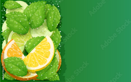 Refreshing lemon, orange, peppermint and cucumber detox water.