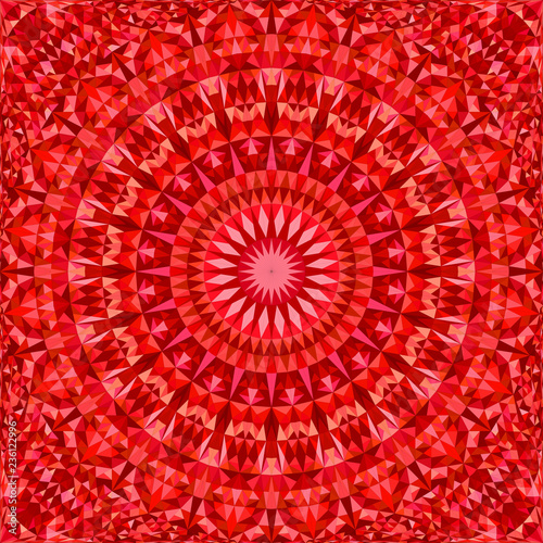 Red seamless kaleidoscope pattern background design - abstract ethnic vector mandala wallpaper illustration from triangles
