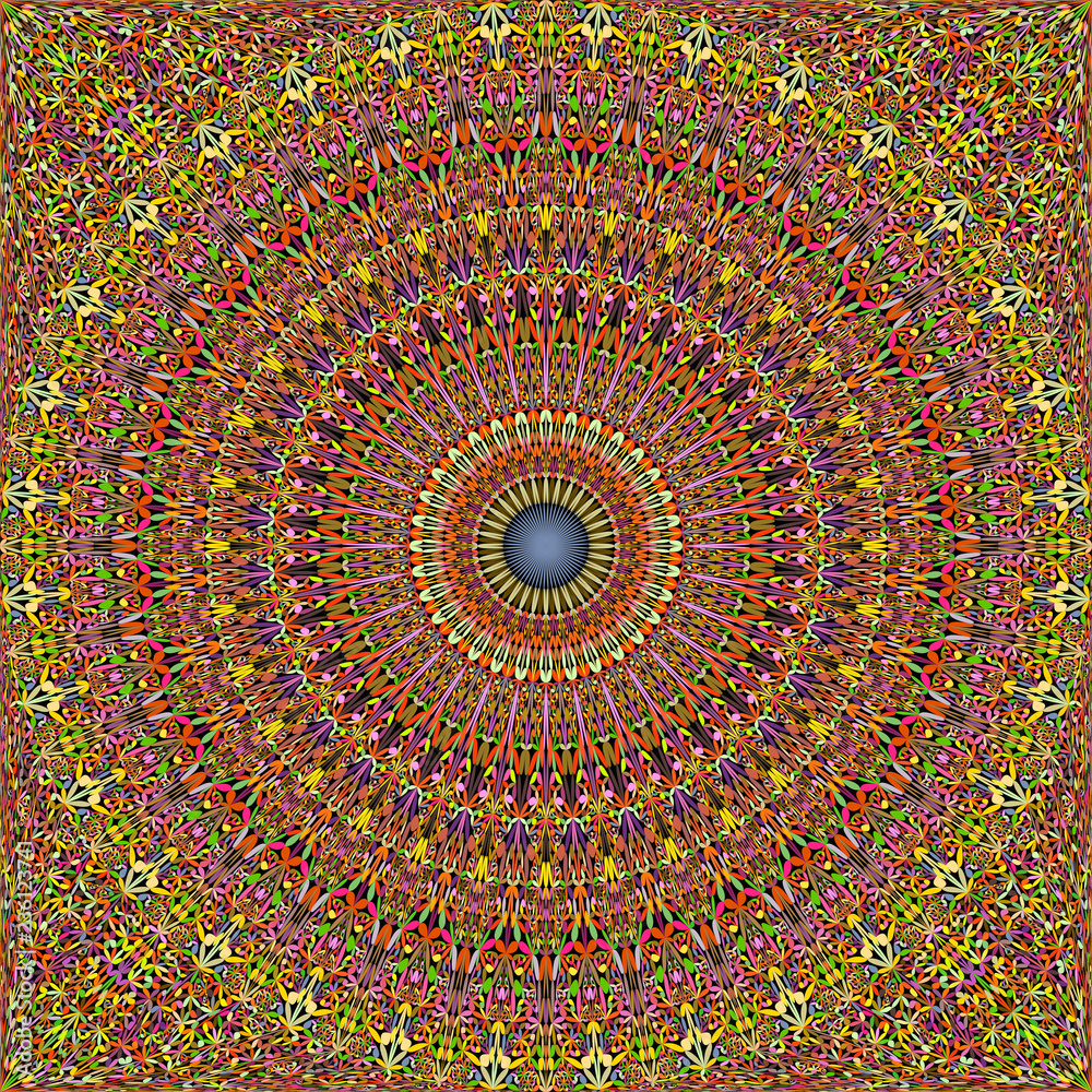 Obraz premium Colorful seamless abstract floral garden mandala ornament pattern wallpaper - tribal vector illustration