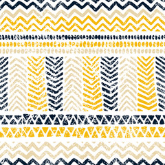 Fototapete Ethno-Muster Geometrisches Stammesmuster mit Grunge Textur  © flovie