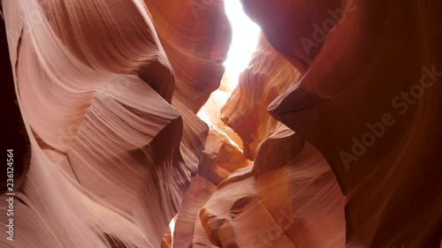 Movement Along Beautiful Red Walls Smooth And Wave In Antelope Canyon photo
