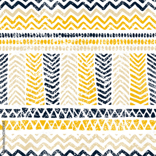 Seamless geometric pattern. Print for your textile. Ethnic and tribal motifs. Grungy texture. Vector illustrations.