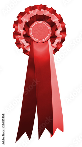 Foto A stylish retro vintage Award rosette medal badge with ribbon in the USA united states and englands flag's colours