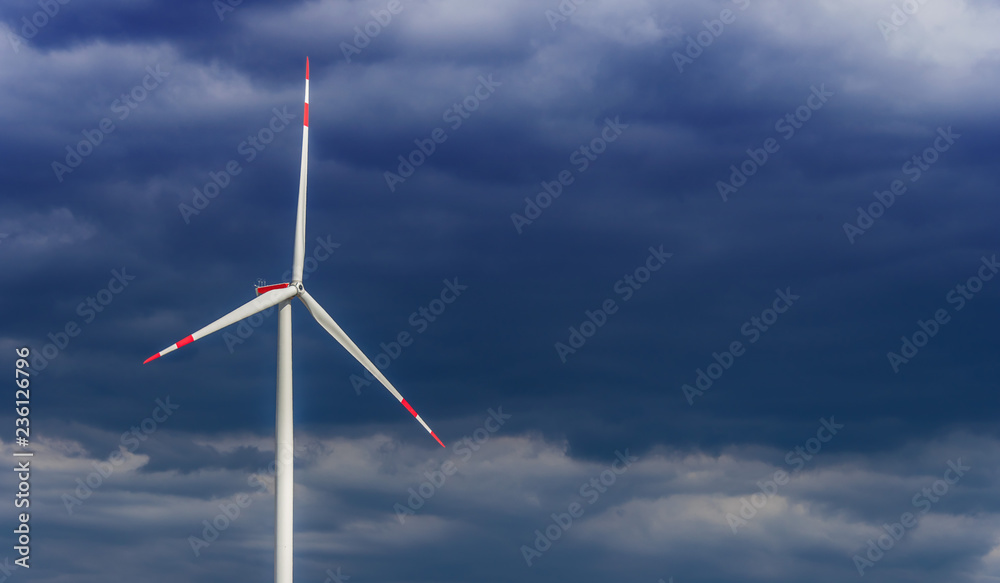 Wind turbines farm. Windmill