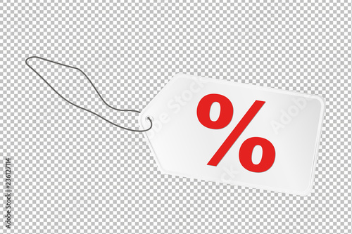 Rabatt - Prozente - Schild - auf transparentem Hintergrund photo