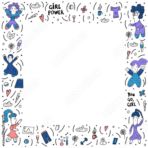 Girl power doodle style vector illustration.