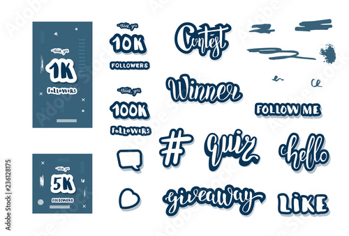 Set of  social media templates and elements.