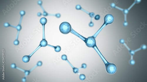molecule or atom Abstract structure for Science or medical background 3d illustration on grey
