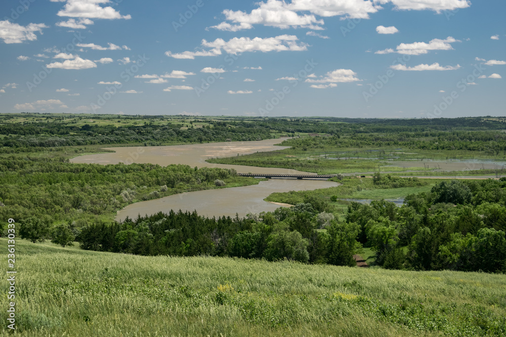View over the Missouri river from a hill in Niobrara state park, Nebraska