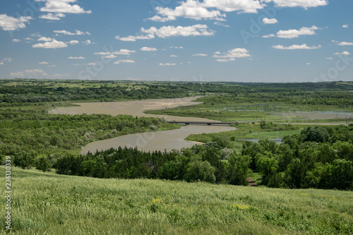 View over the Missouri river from a hill in Niobrara state park, Nebraska