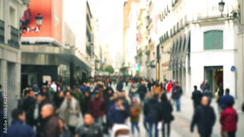 People on streets of Madrid, Spain. Slow motion. Out of focus. People on streets of Madrid, Spain. Slow motion. Out of focus.