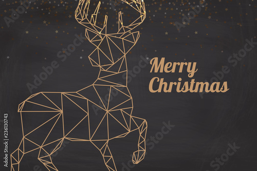 Weihnachtliche Karte - Hirsch - Low-Poly