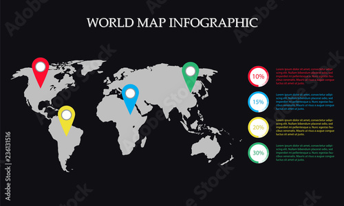 World Map Vector  InfoGraphic Concept  Flat Earth Map For Website  Annual Report  World Map Illustration  Vector Illustration