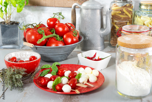 ingredients for the preparation of pizza