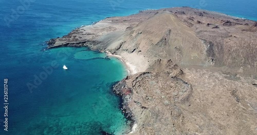 Drone flight over Bartolome Island, Galapagos, Ecuador