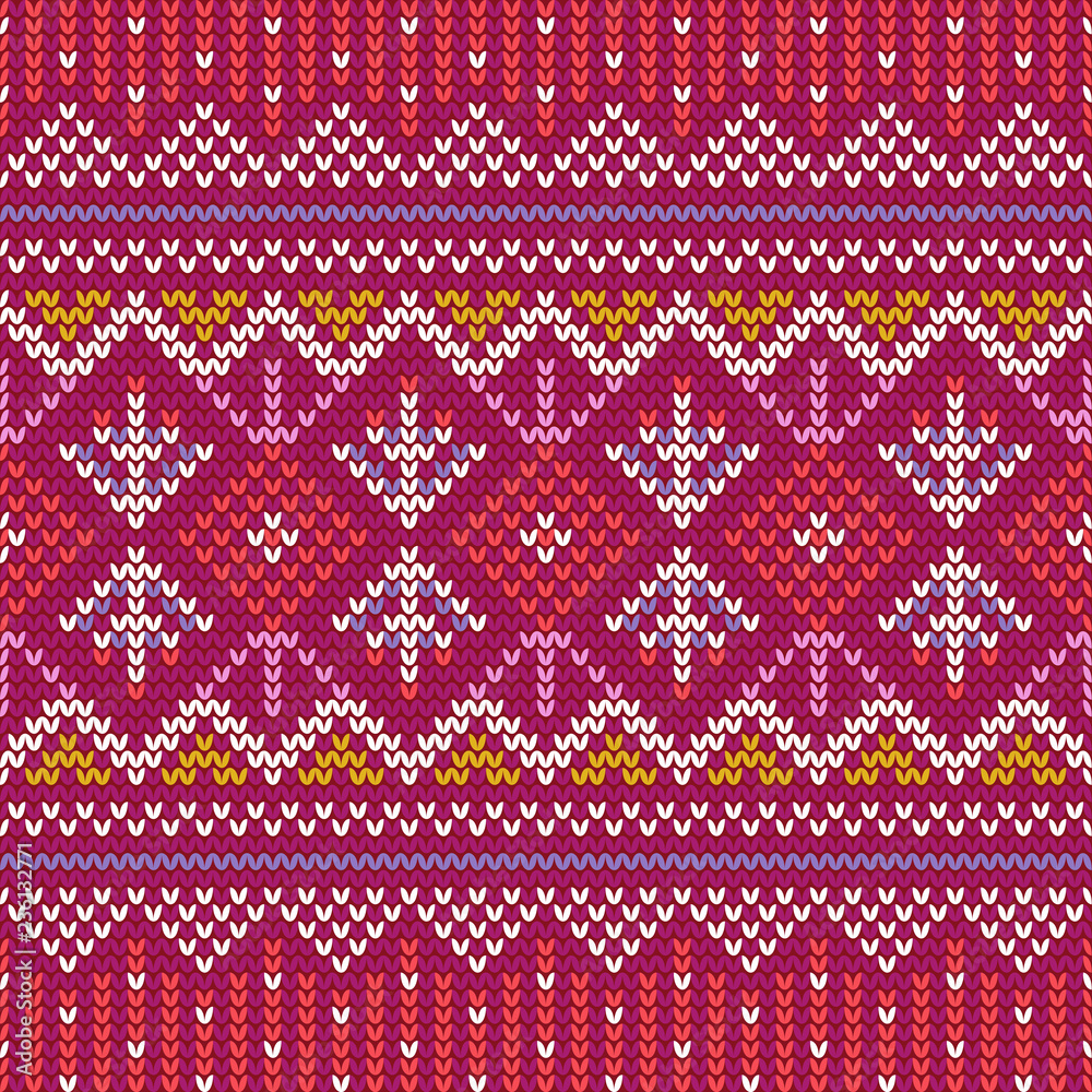 Christmas knitting seamless pattern with zig zag, rhombus, stripes, triangles Christmas knitting seamless pattern with zig zag, rhombus, stripes, triangles