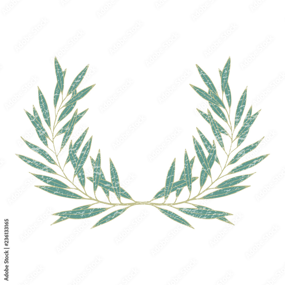 Award olive laurel wreath. Royal winner greek oliva branch crown. Vector isolated illustration.