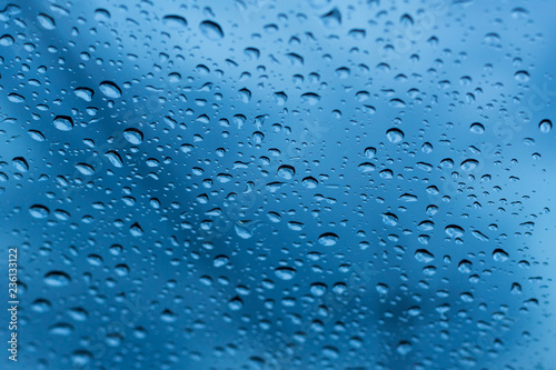 drop on glass at rainy day