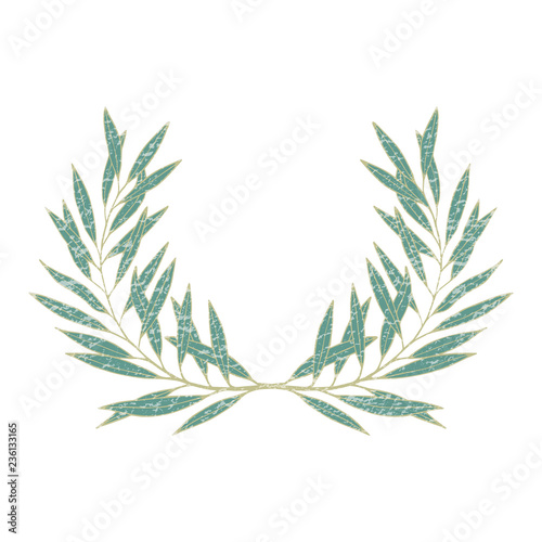 Award olive laurel wreath. Royal winner greek oliva branch crown. Vector isolated illustration.