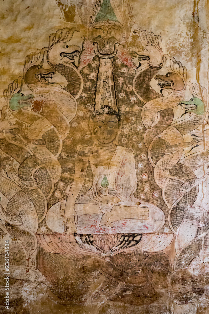 Wandmalerei in Bagan