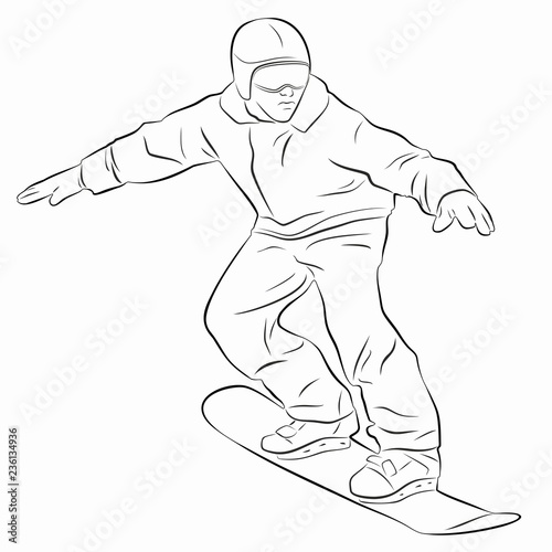 illustration of a snowboarder , vector draw