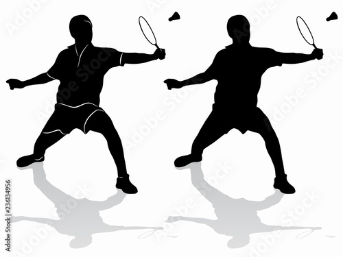 silhouette of a badminton player , vector draw