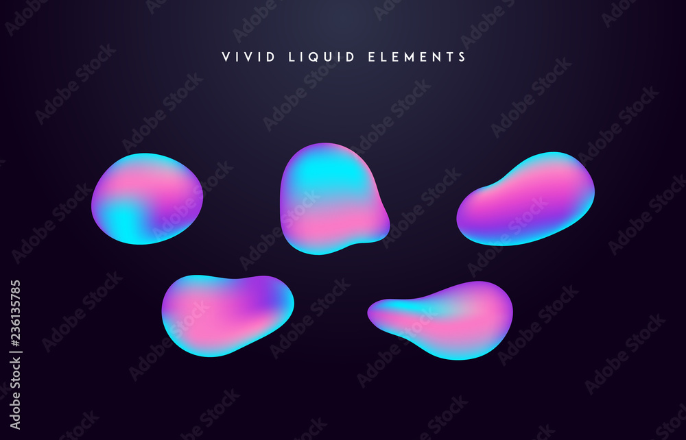 Gradient vivid shapes. Modern abstract colorful vector fluid collection.
