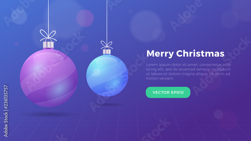 Christmas banner header image design with baubles ornaments vector illustration