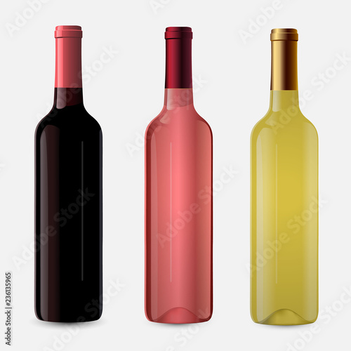 Wine Bottle 3D. Vector illustration.