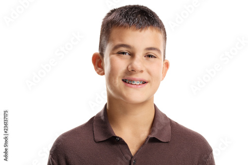 Cute boy with dental braces